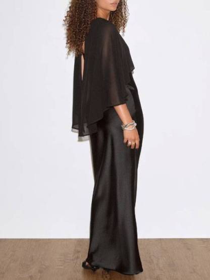 Cape Design Sling Maxi Dress