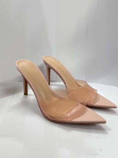 Minimalist Transparent One-strap High-Heeled Slippers