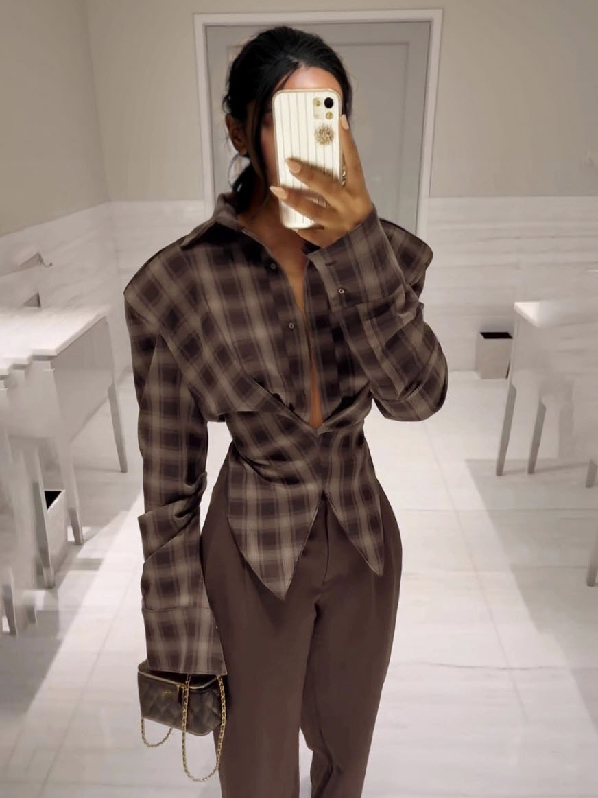 Exquisite Vintage Plaid Long-sleeved Shirt