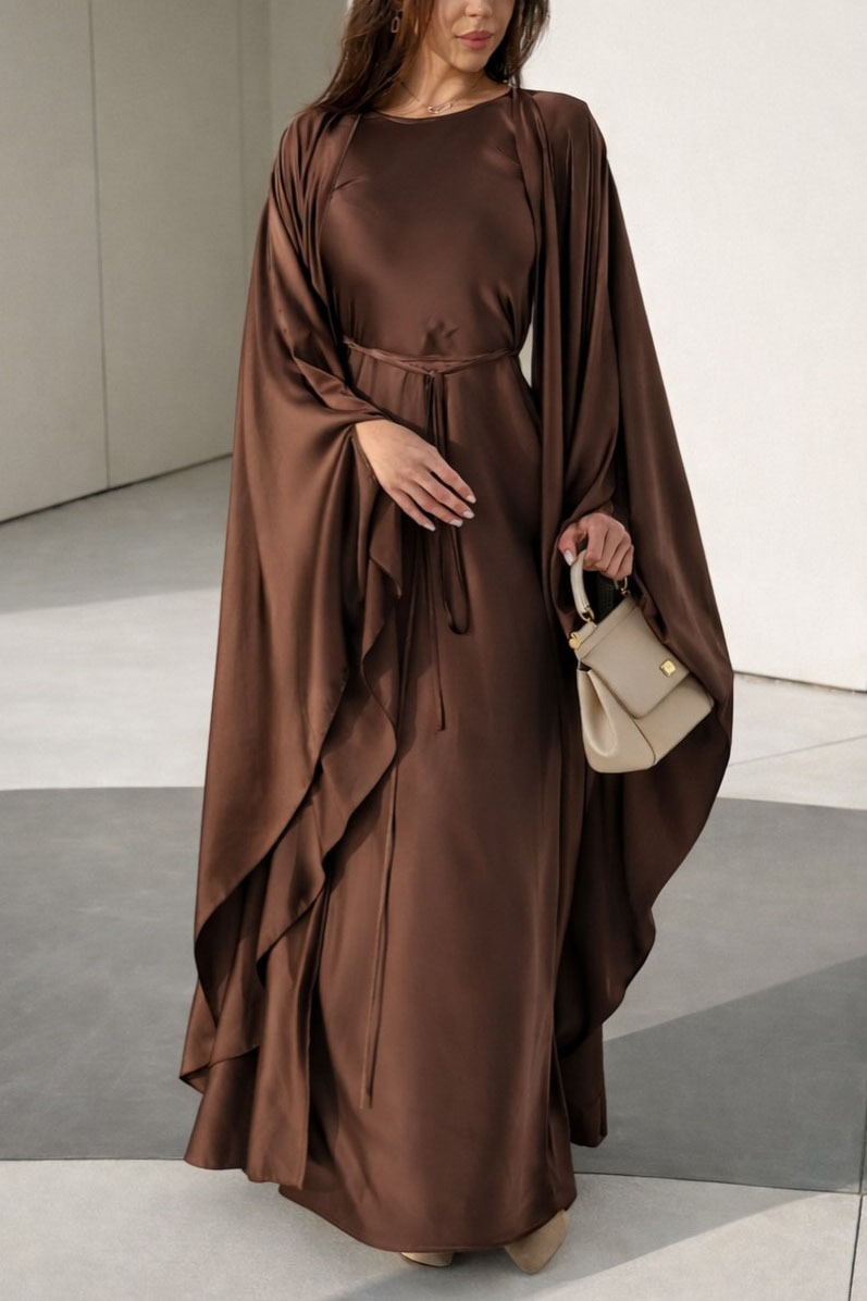 Short Sleeve Maxi Dress Shawl Set
