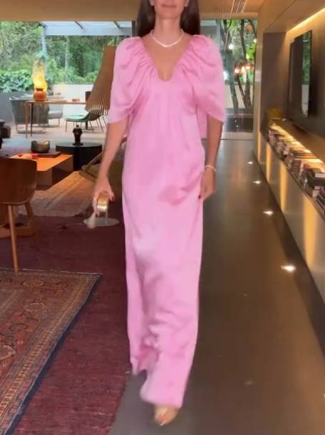 Distinctive U Neck Cape Design Maxi Dress