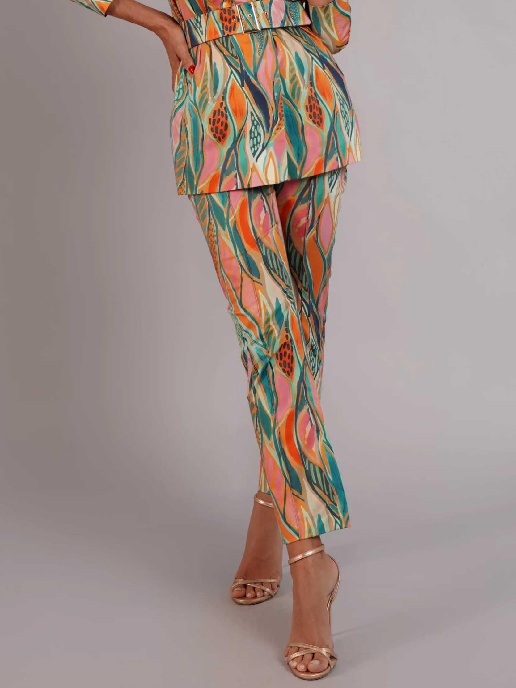 Unique Painted Floral Print Suit Pants