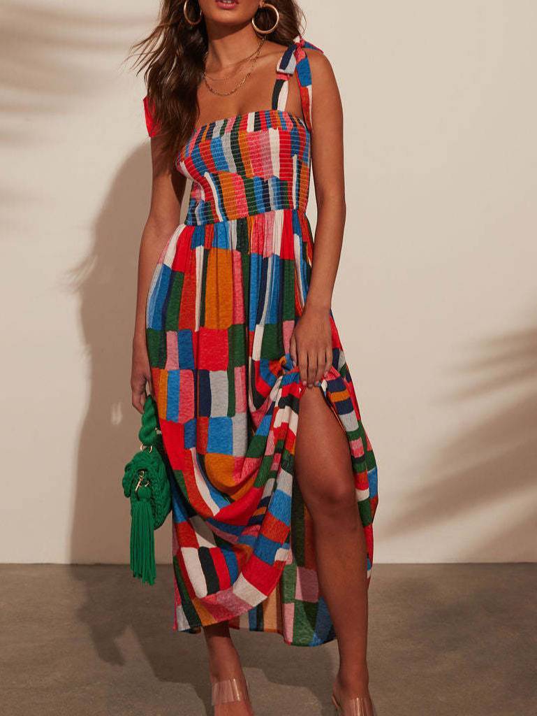 Rainbow Suspender Print Dress