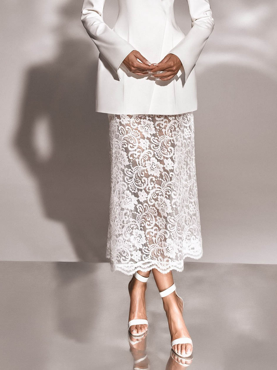 Elegant Lace Elastic Waist Skirt