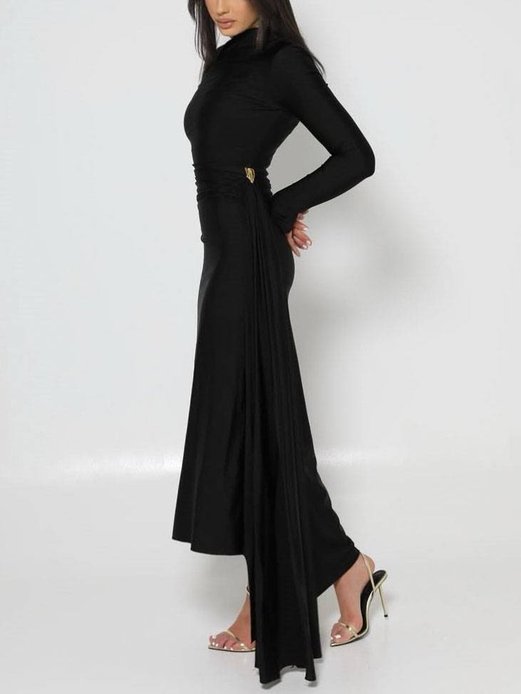 High Waist Ribbon Design Irregular Dress