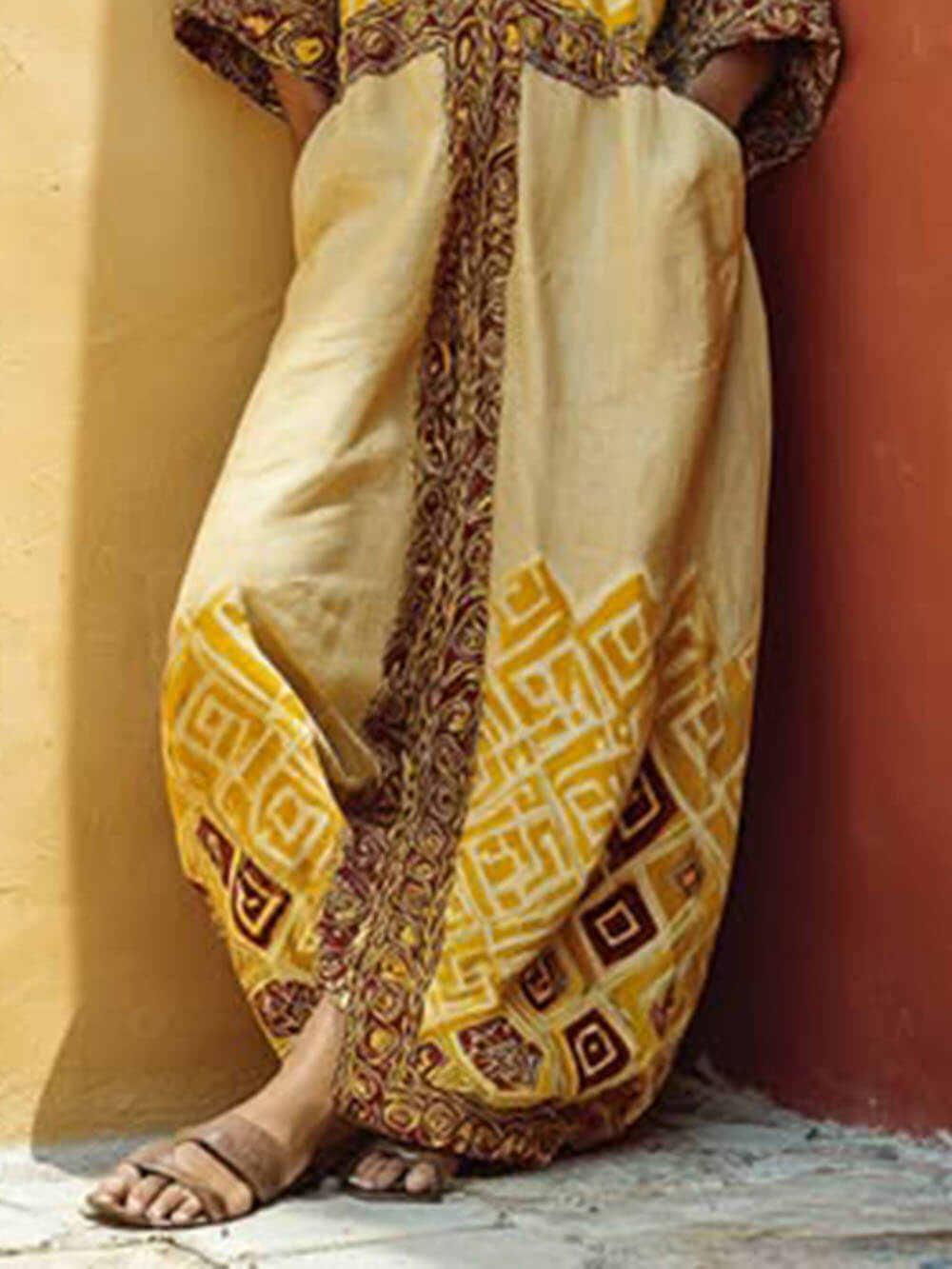 Western Cowboy Cotton-Linen Casual Vacation Maxi Dress