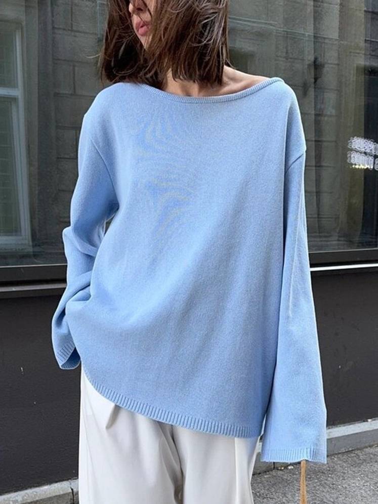 Loose Backless Pullover Sweater