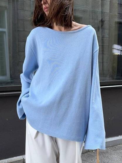 Loose Backless Pullover Sweater
