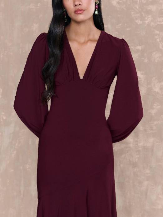 V-Neck Irregular Hem Maxi Dress