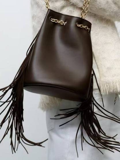 Tassel Design Bucket Bag Shoulder Bag