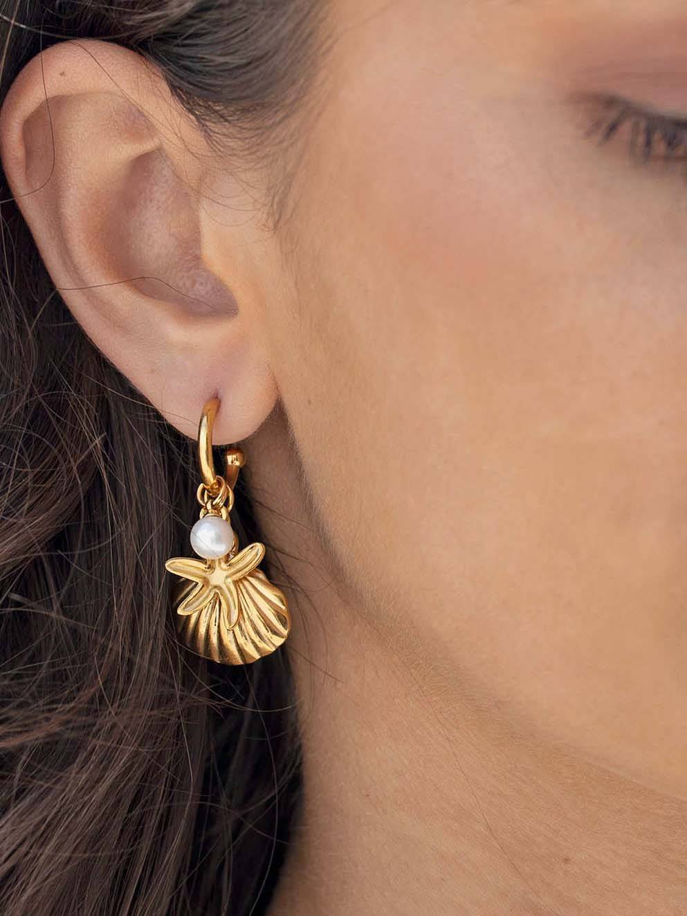 Shell Starfish Pearl Earrings And Necklace