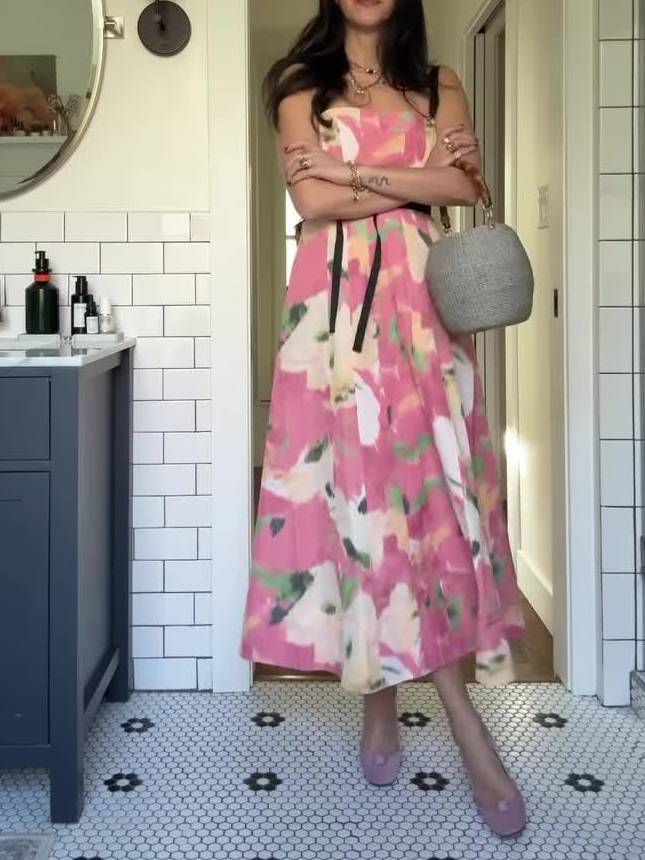 Unique Printed Sling Midi Dress