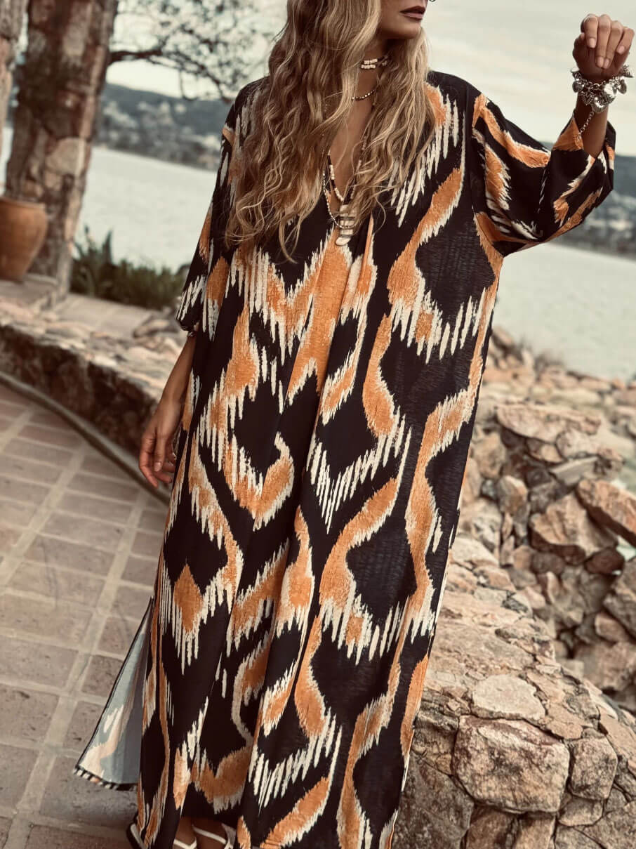 Contrast Color Vintage Dress