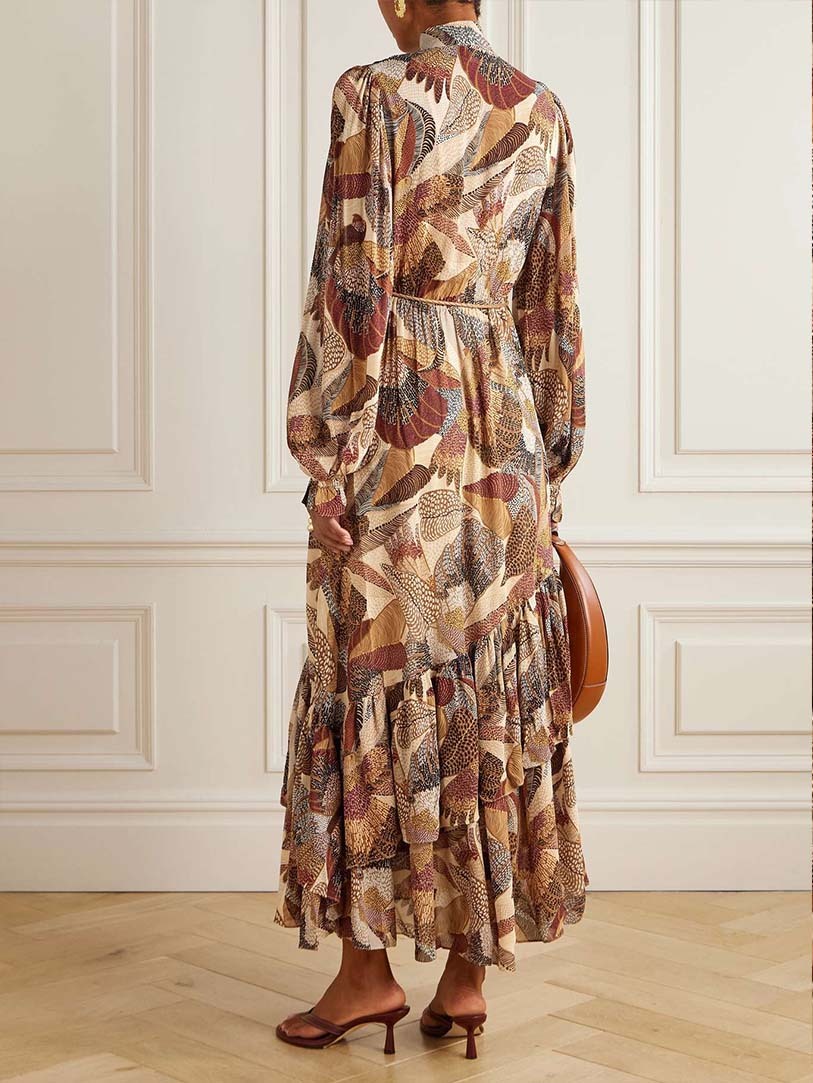 Exquisite Bohemian Print Belted Maxi Dress