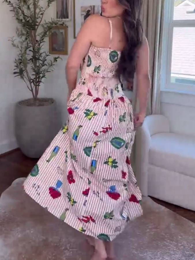 Unique Printed Sling Dress