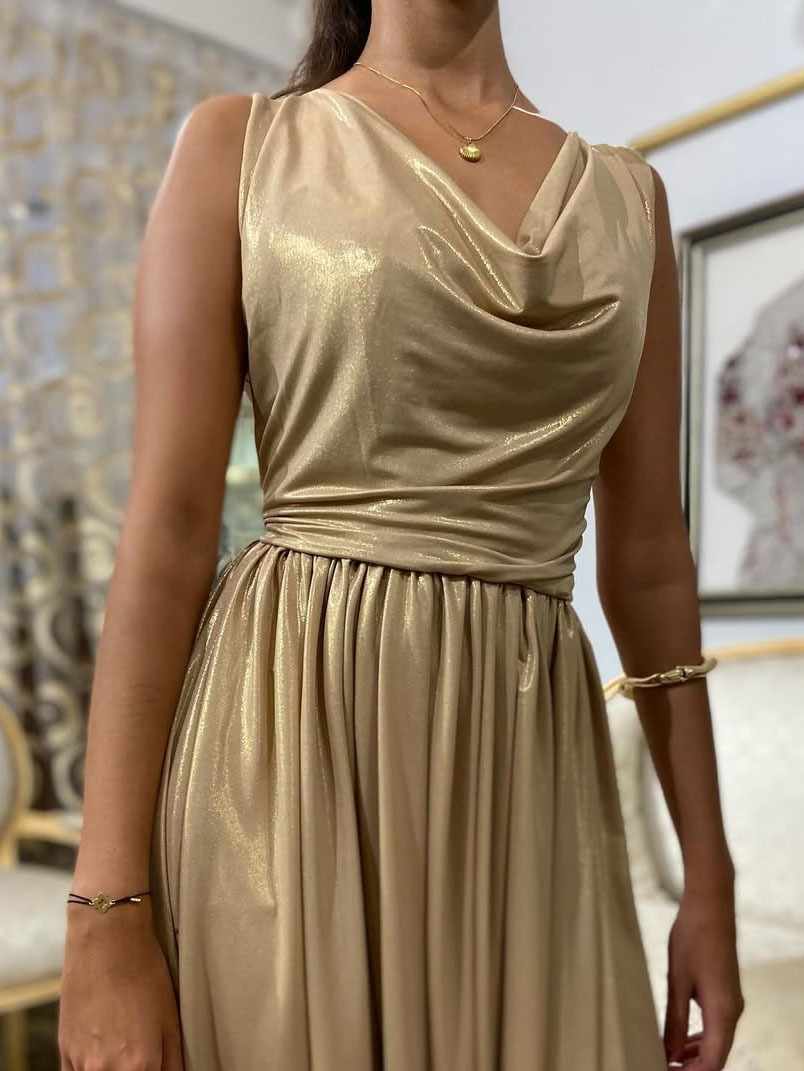 Metallic Boat Neck Top