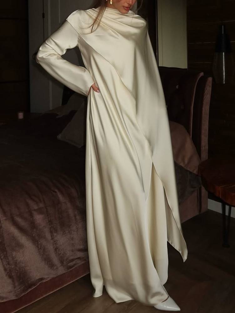 Slanted Hem Scraf Design Maxi Dress