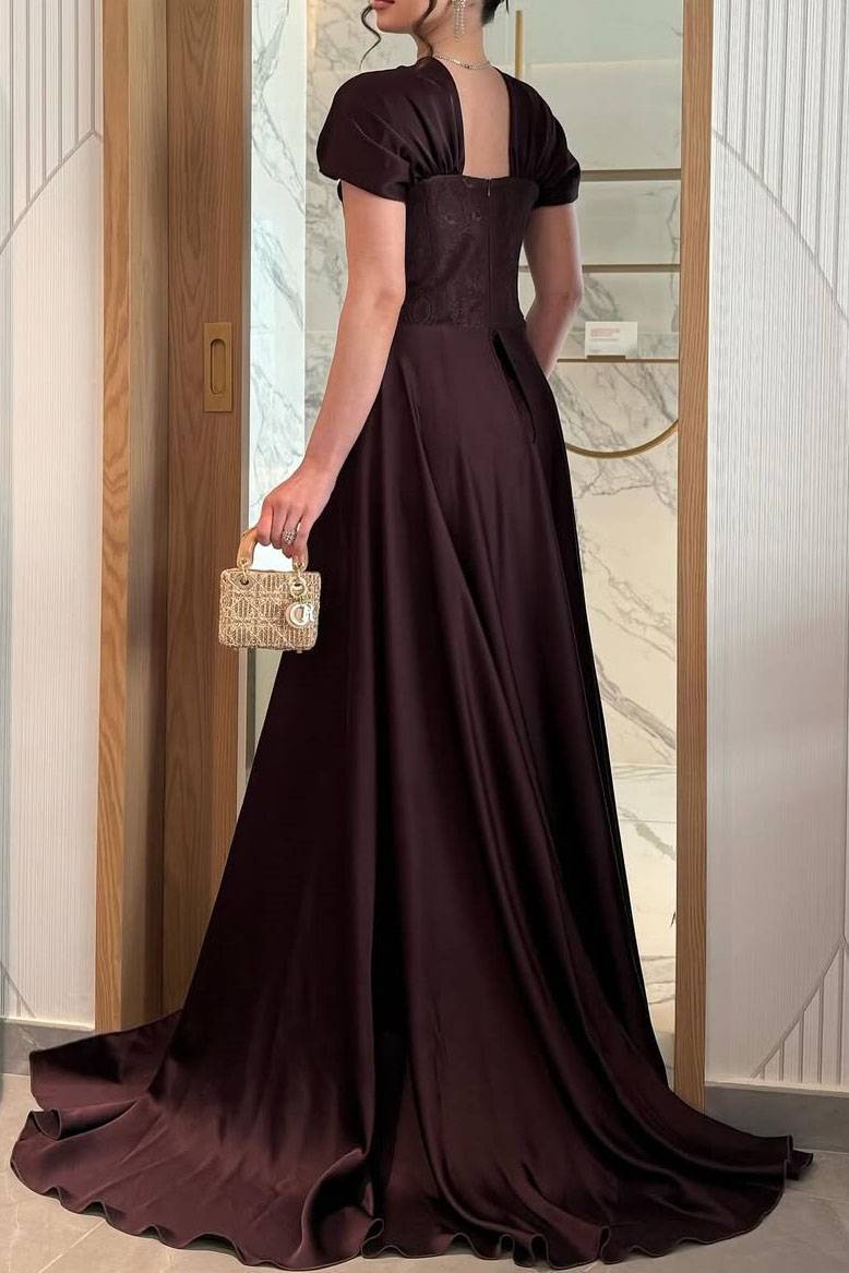 Lace Pleated High Waist Maxi Dress