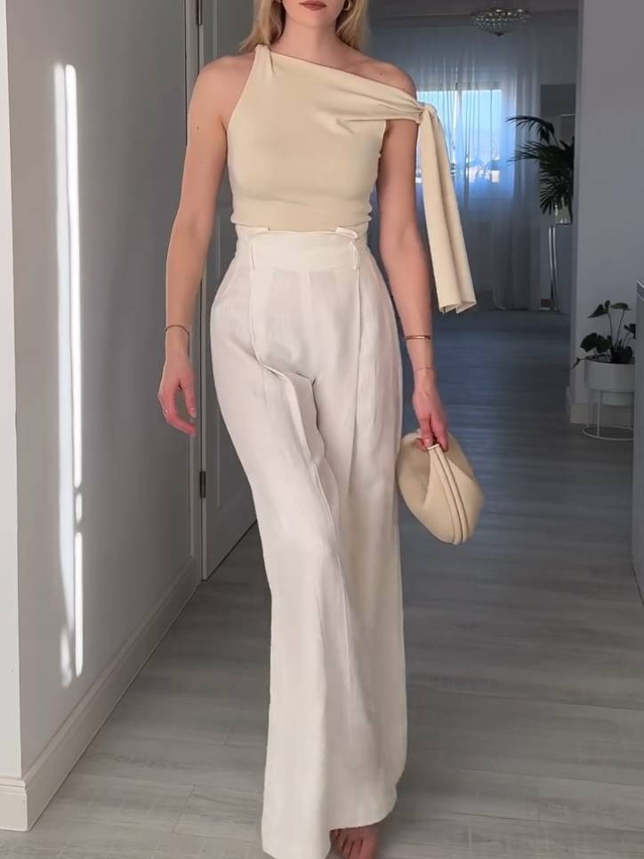 Off-shoulder Lace Up Shirt