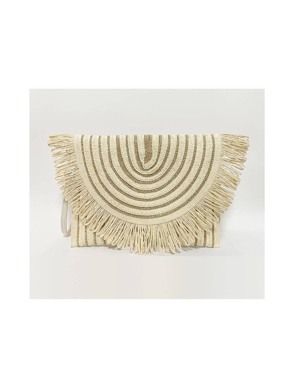 Contrast Color Straw Bag Clutch