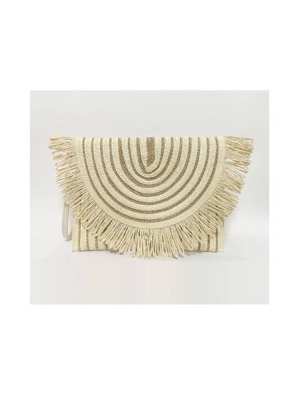 Contrast Color Straw Bag Clutch