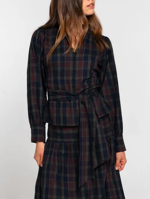 Retro Plaid Print Maxi Skirt