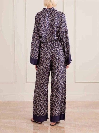 Unique Swirl Print Wide-Leg Pants