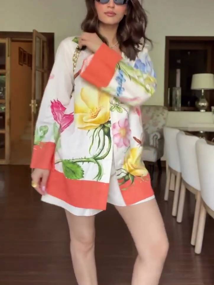 Unique Print Shirt And Shorts Suit