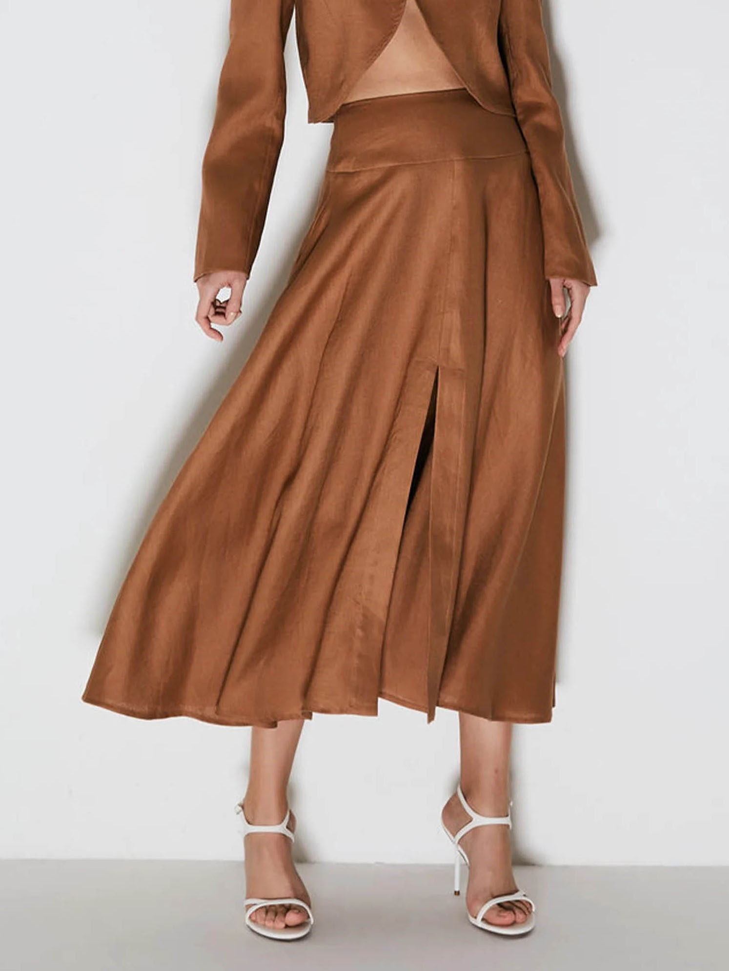 Casual Front Slit A-line Skirt