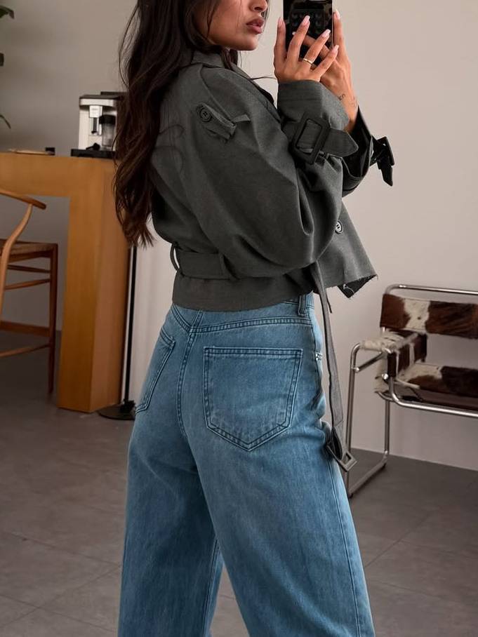 Short Belt Jacket Coat