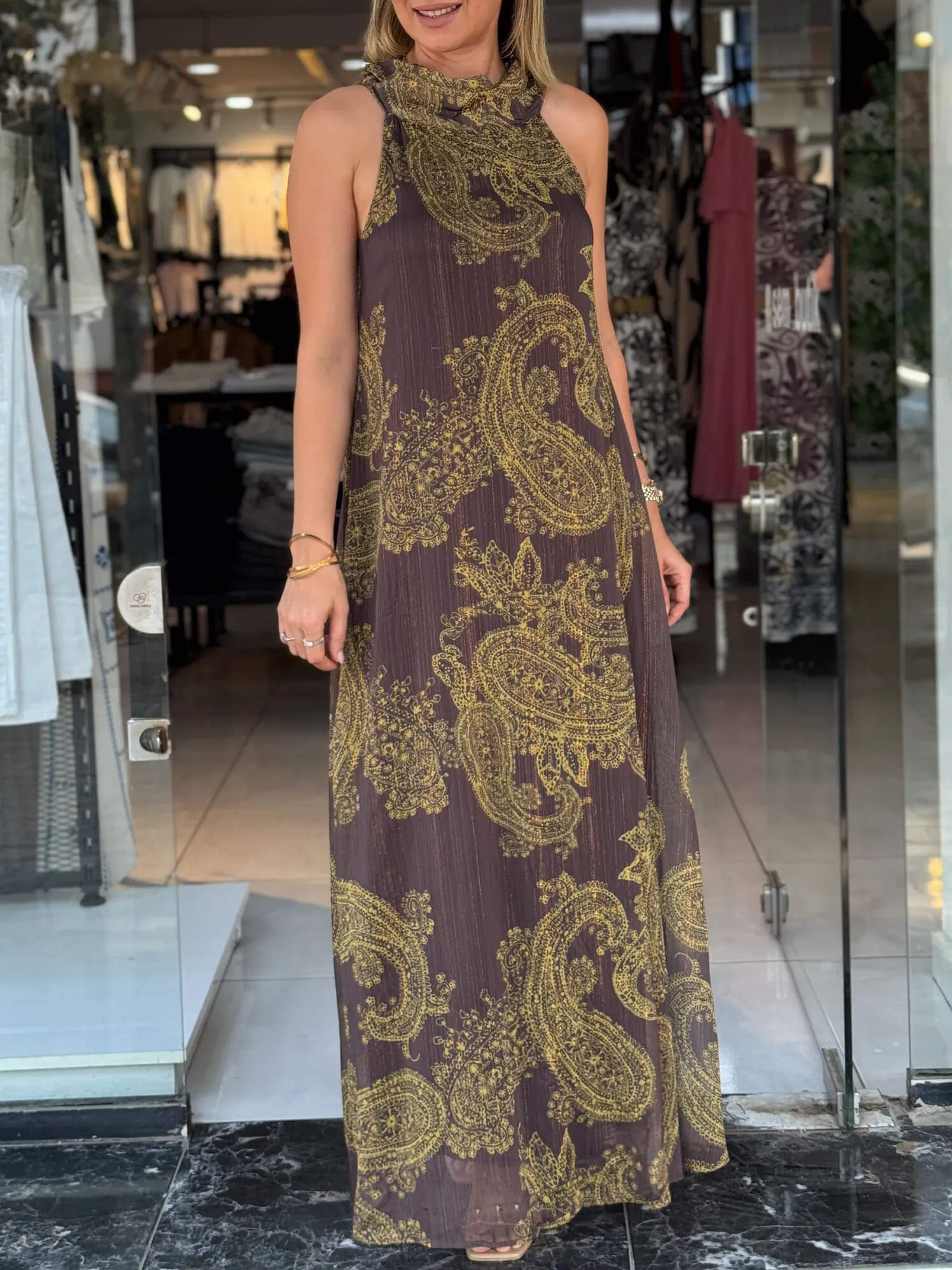 Glittery Vintage Paisley Pattern Dress