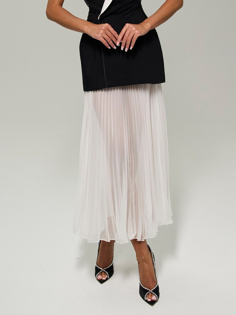 Exquisite High-Waist Pleated Chiffon Maxi Skirt