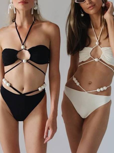 Halter Neck Three-Piece Bikini Beach Dress Set