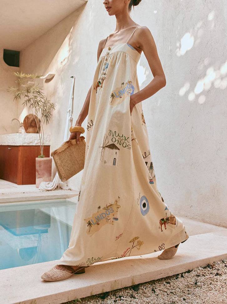 Sling Printed Maxi Dress