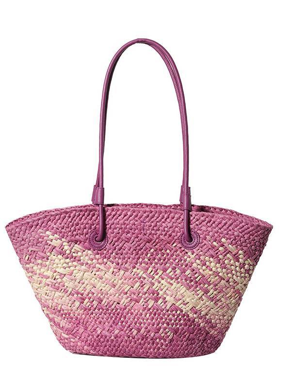 Gradient Colorful Hand-woven Beach Straw Bag
