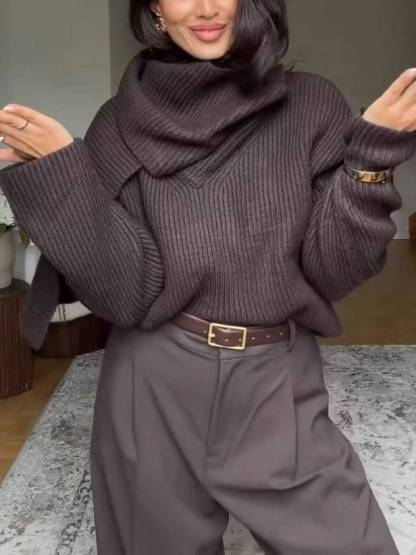 Scarf Design Pullover Sweater