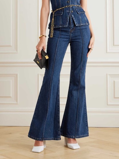 Retro High-Waisted Flared Denim Pants