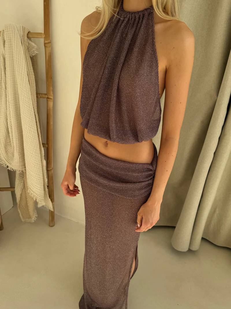 Halter Top And Skirt Suit