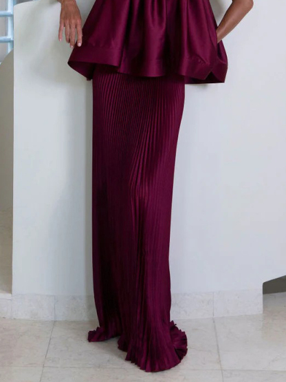 Elegant Pleated Two-piece Skirt Set