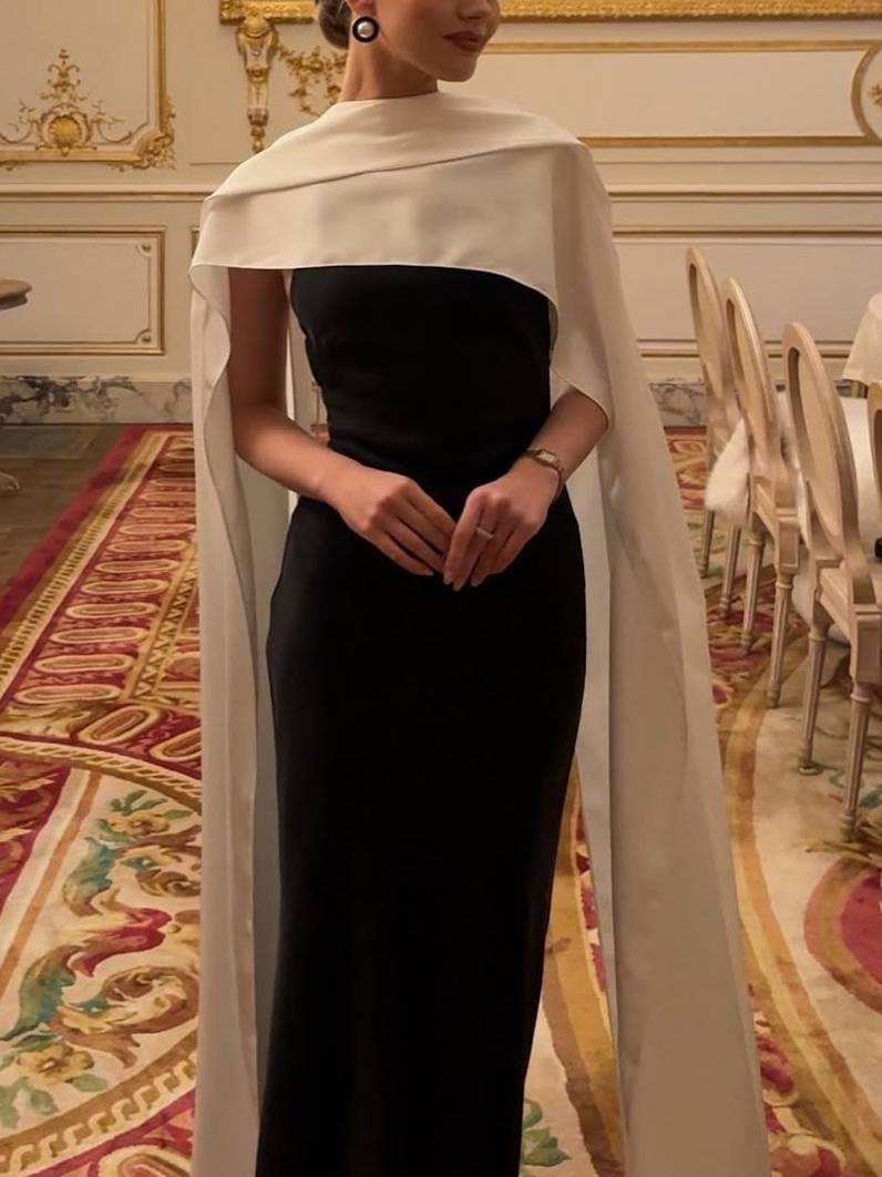 Unique Cape Design Maxi Dress