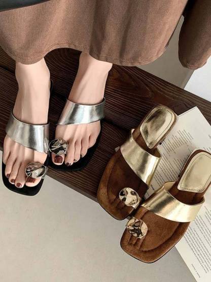 Minimalist Metal Decorative Slippers