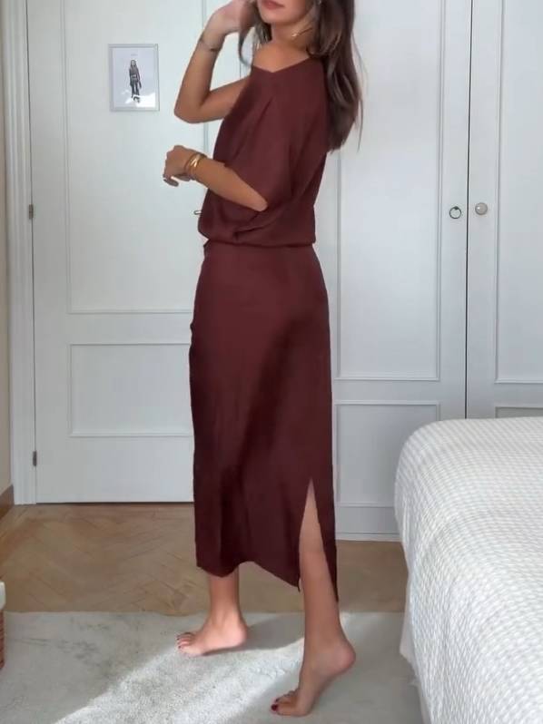 Minimalist Back Slit Midi Dress