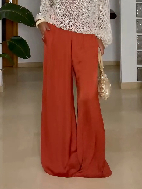 Elegant Satin Loose-Fitting Wide-Leg Pants