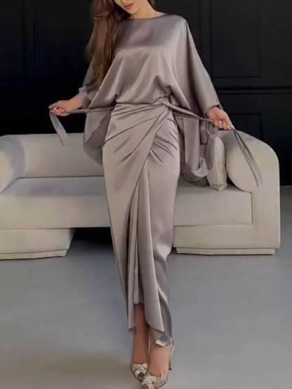 Minimalist Loose Shirt And Lace-up Skirt Suit-Shirt