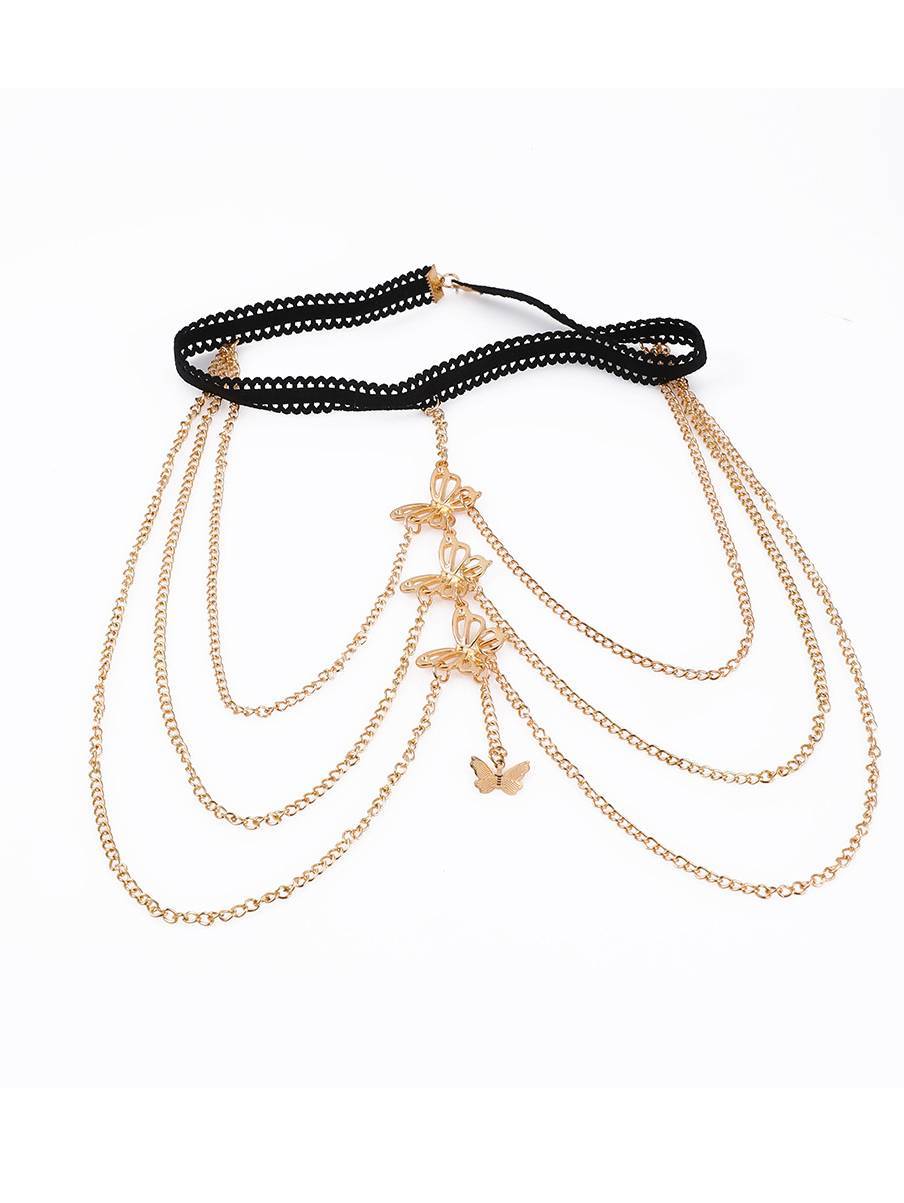 Lace Stretch Rope Butterfly Leg Chain