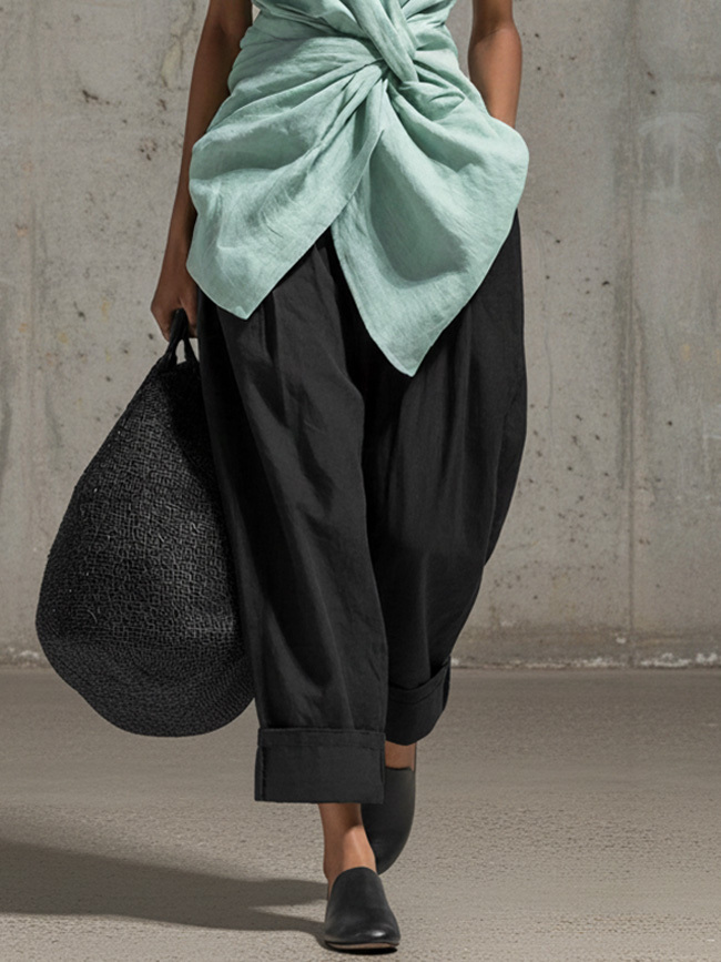 Casual Twist Front V-Neck Top & Pants Two-Piece Set