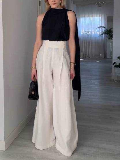 Elegant Ribbon Design Sleeveless Shirt