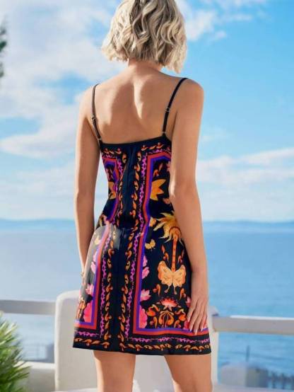 V-neck Lace Up Sling Dress