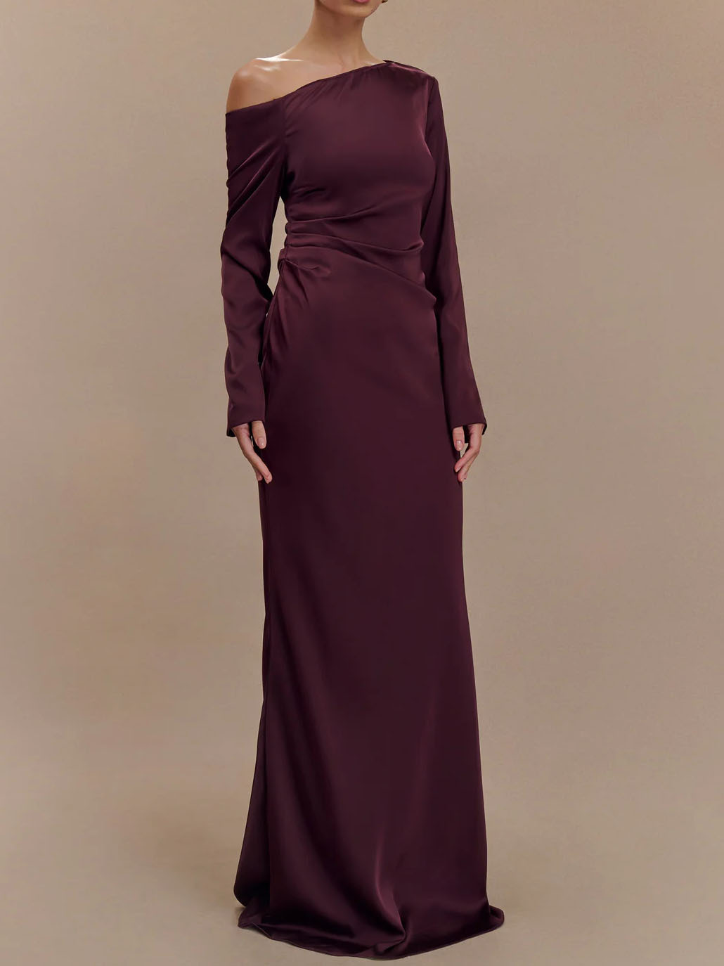 Long-Sleeved Asymmetrical Dropped Shoulder Dress