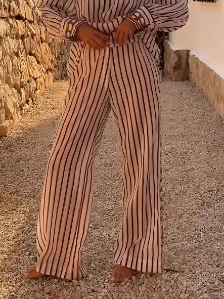 Elegant Striped Wide-leg Pants